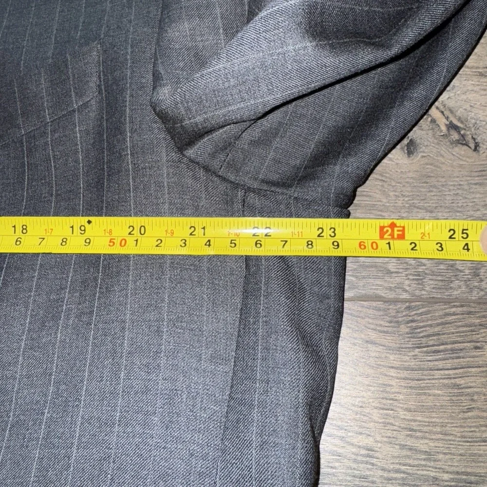 Vtg RALPH LAUREN Men's Blazer Sport Coat Striped Gray Cashmere Wool‎ Jacket 44L